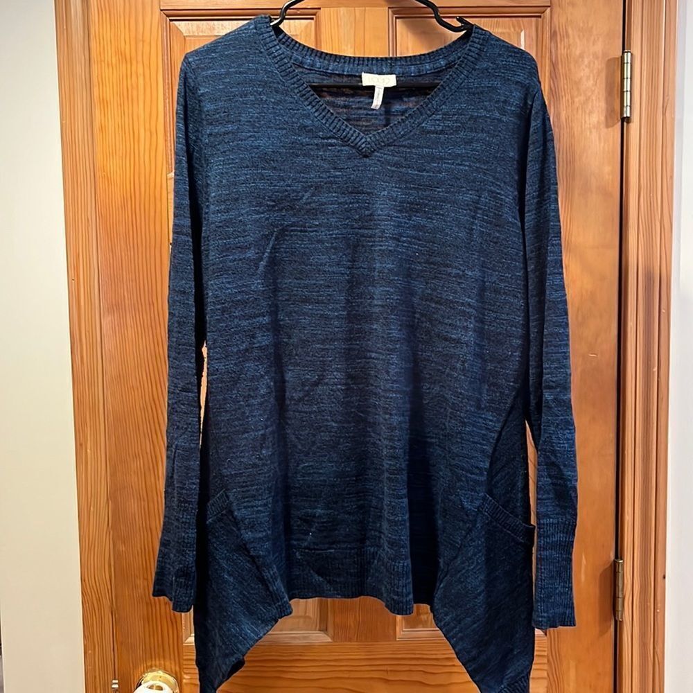𝅺LOGO Lori Goldstein v-neck long sleeve sweater size large.